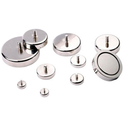 Neodymium Pot Magnets with External Threaded Stem