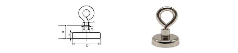 Neodymium Pot Magnets with Fishing Hook