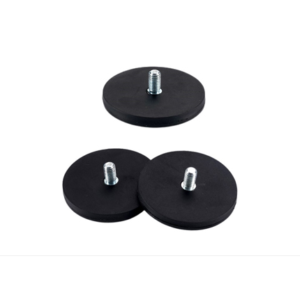 Rubber Coated Mounting Magnets With External Threaded Stud