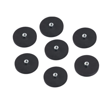 Rubber Coated Mounting Magnets With Internal Threaded Bushing