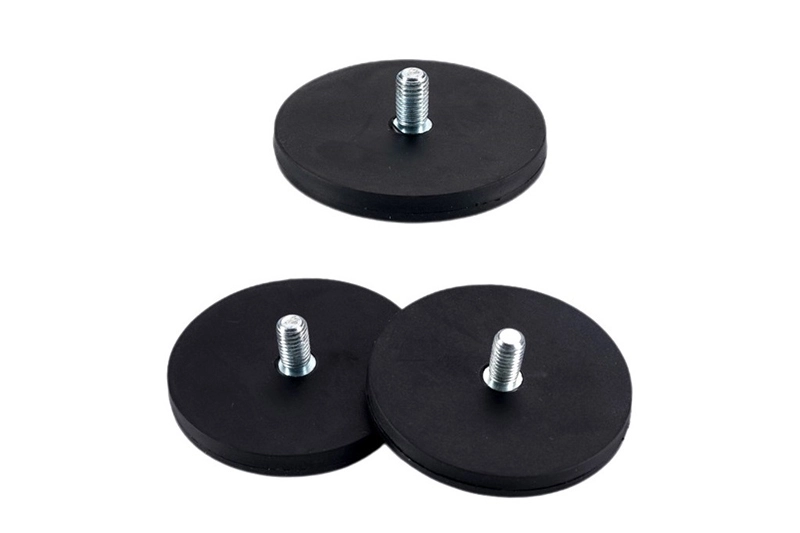 Rubber Coated Mounting Magnets With External Threaded Stud